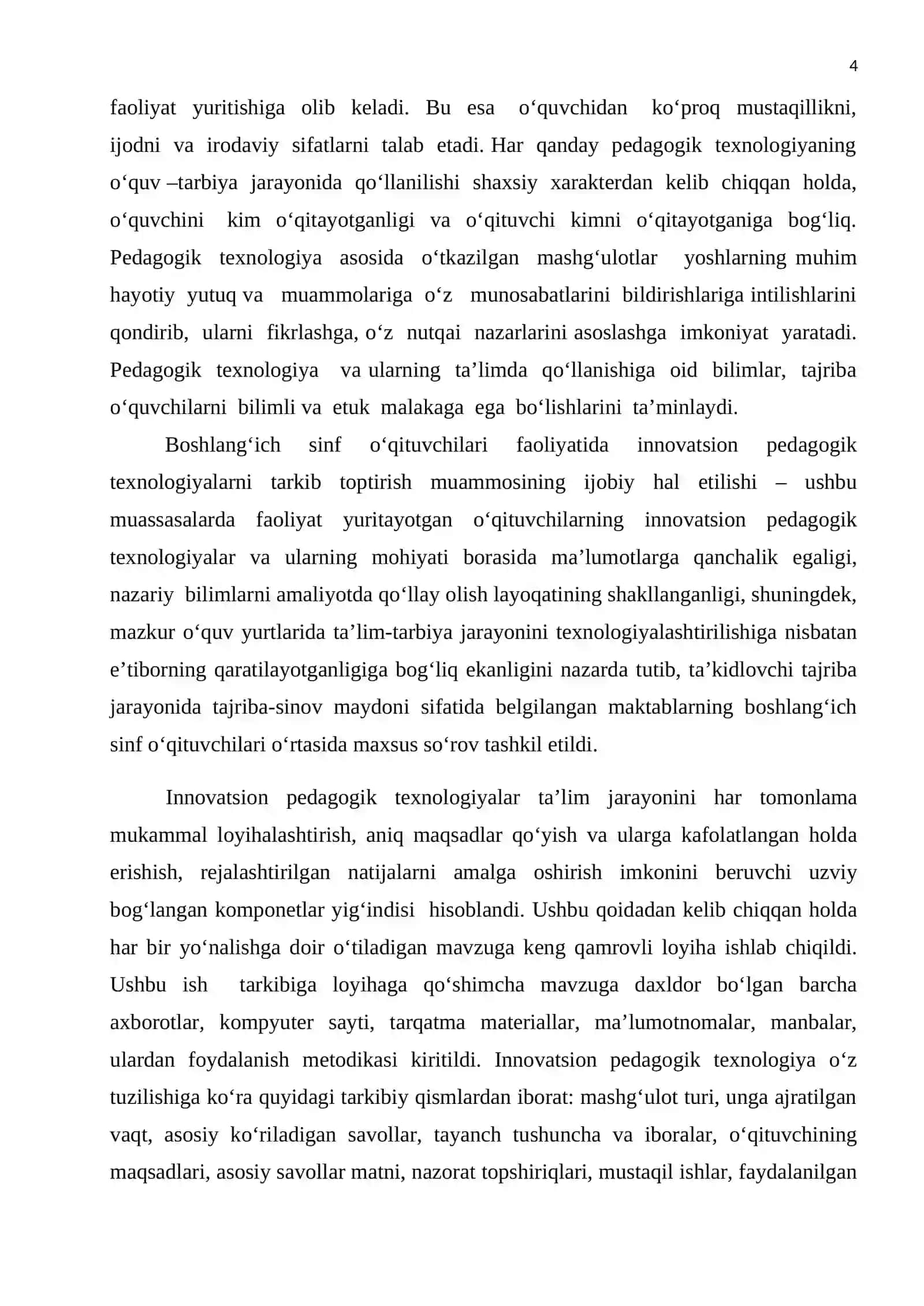 Boshlang'ich sinf o'qish darslarining samaradorligini oshirishda inavatsion pedagogik texnologiyalardan foydalanishning shakl va usullari 4