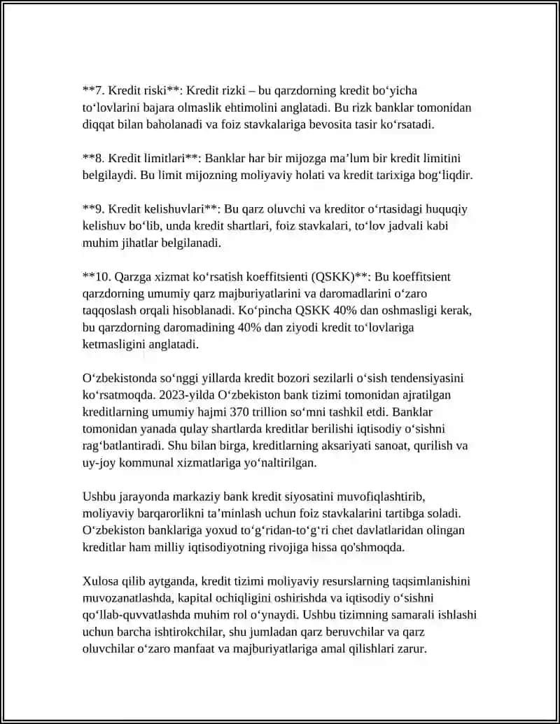 KREDIT TIZIMINING INSTITUTSIONAL VA FUNKSIONAL KOMPONETLARINING MAZMUNI TUZULISHI 4