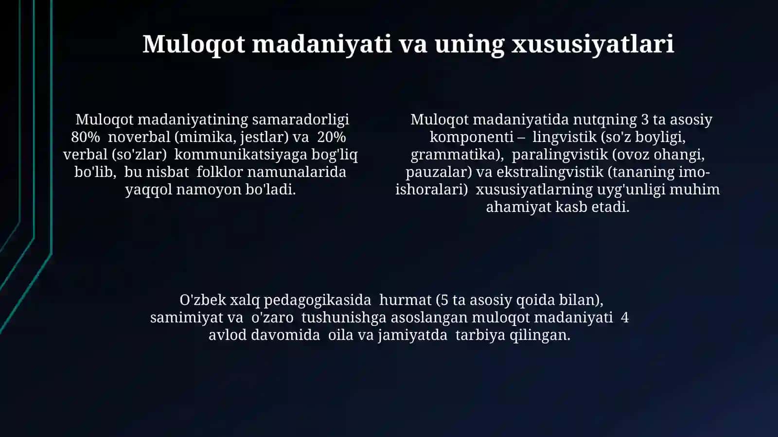 Xalq pedagogikasi manbalarida soʻzlashish odobi va muomila madaniyati masalalari 4