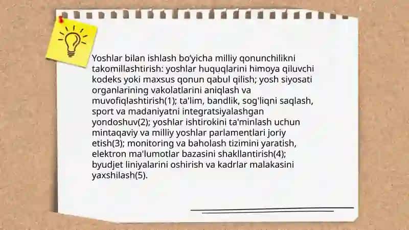 Yoshlarga oid davlat siyosatining izchil va samarali tashkil etish 4