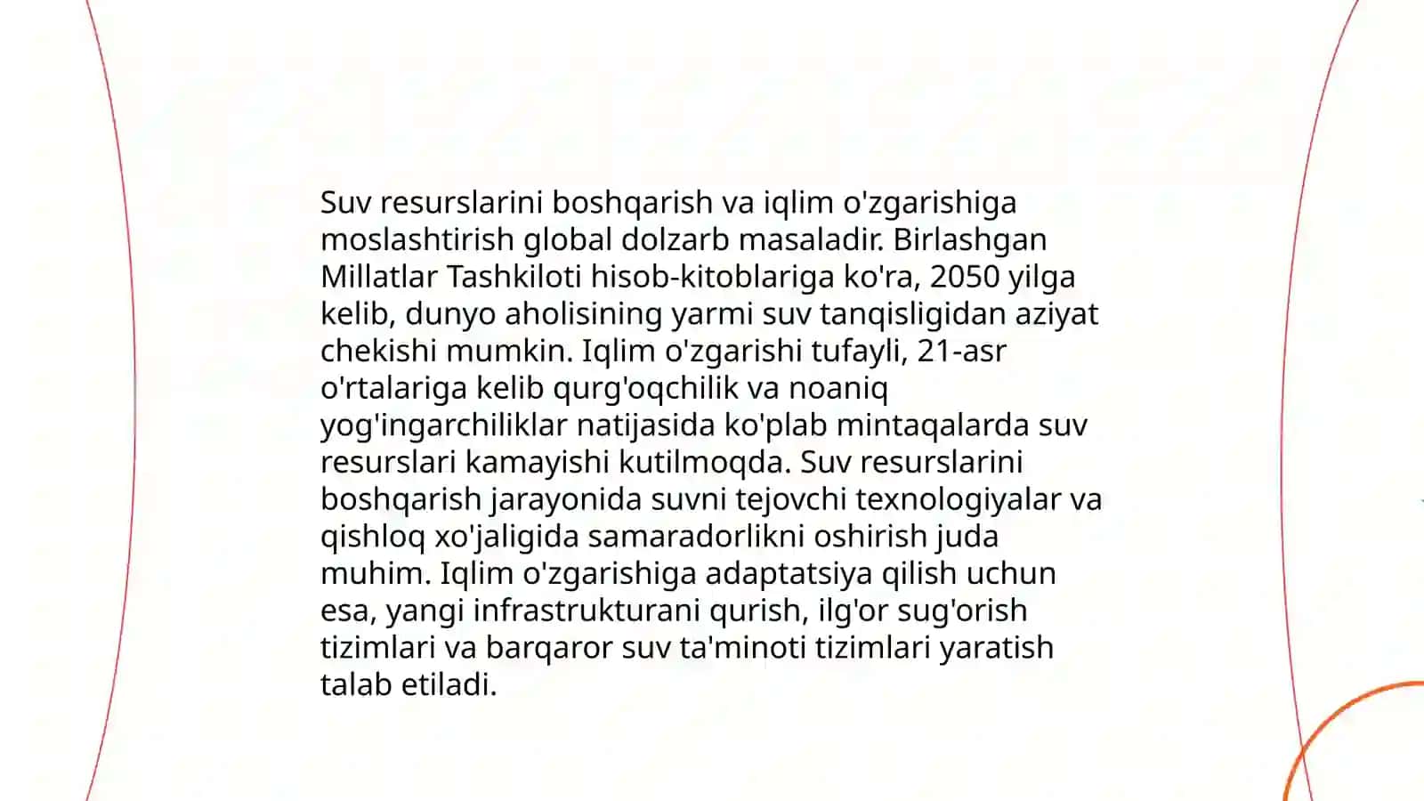 Iqlim õzgarishlari oqibatlariga moslashish va tabiiy resurslardan oqilona foydalanish yõllari 4