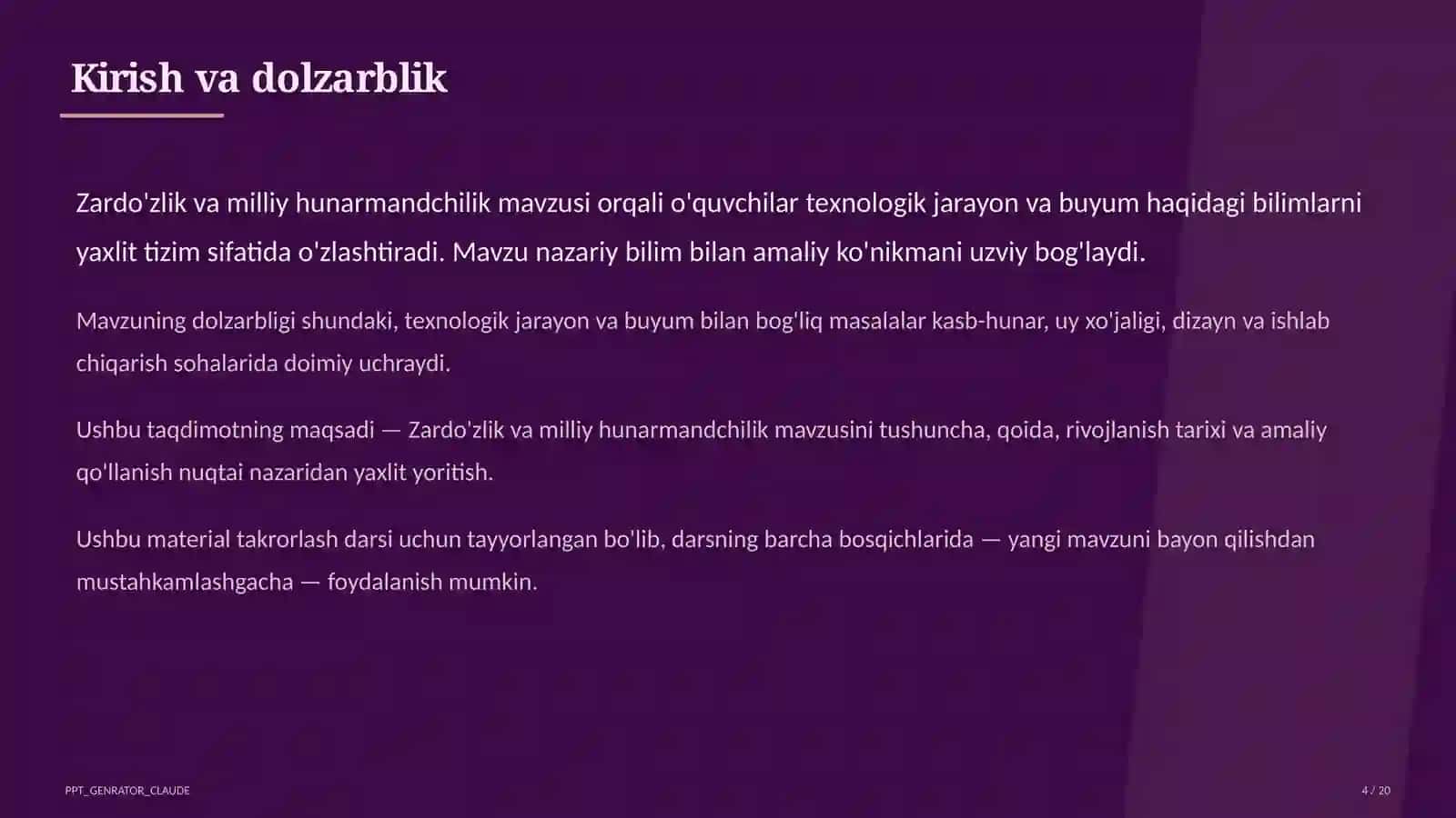 Zardo'zlik va milliy hunarmandchilik (8-sinf) 4