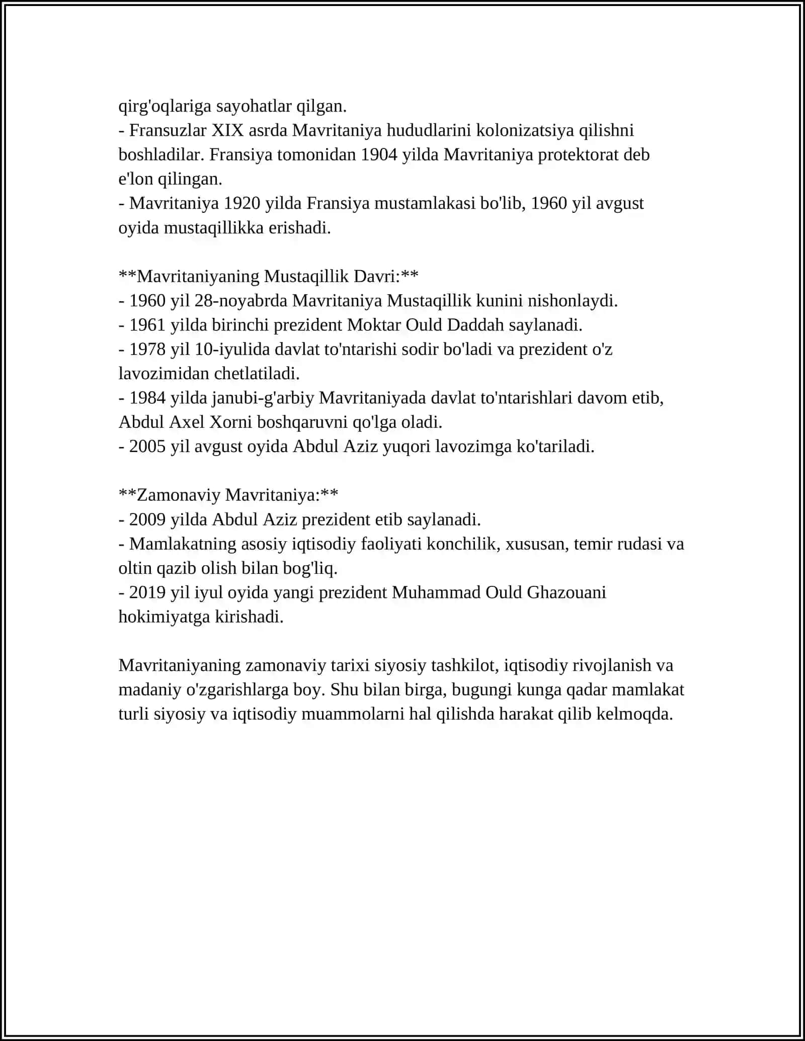 MAVRITANIYA DAVLATI 4