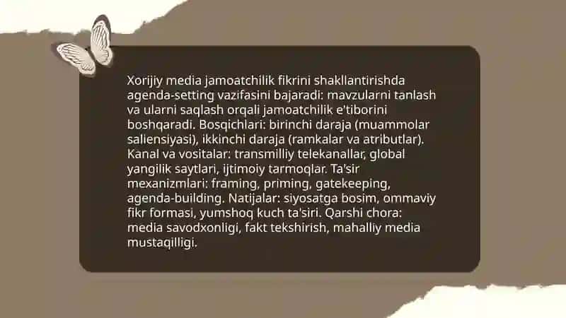 Xorijiy ommaviy axborot vositalarini media zamonidagi oʻrni 4