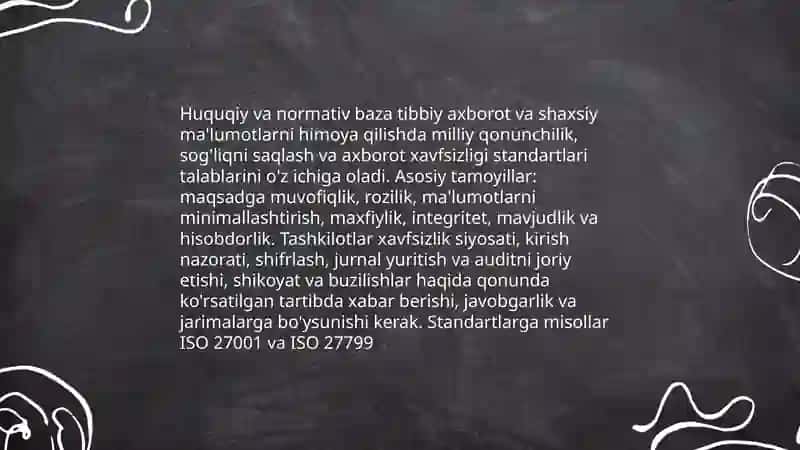 Tibbiyot tizimlarining axborat xavfsizligini taminlash asoslari 4