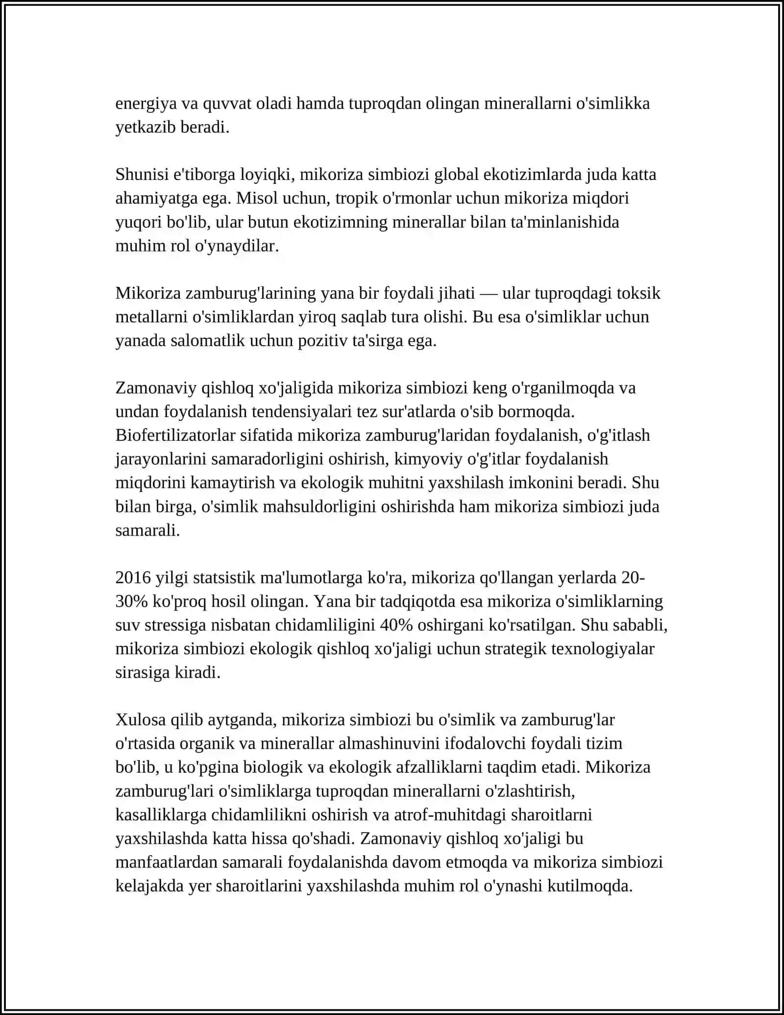 MIKROORGANIZMLARNI O‘SIMLIKLAR BILAN SIMBIOZ MUNOSABATLARI 4