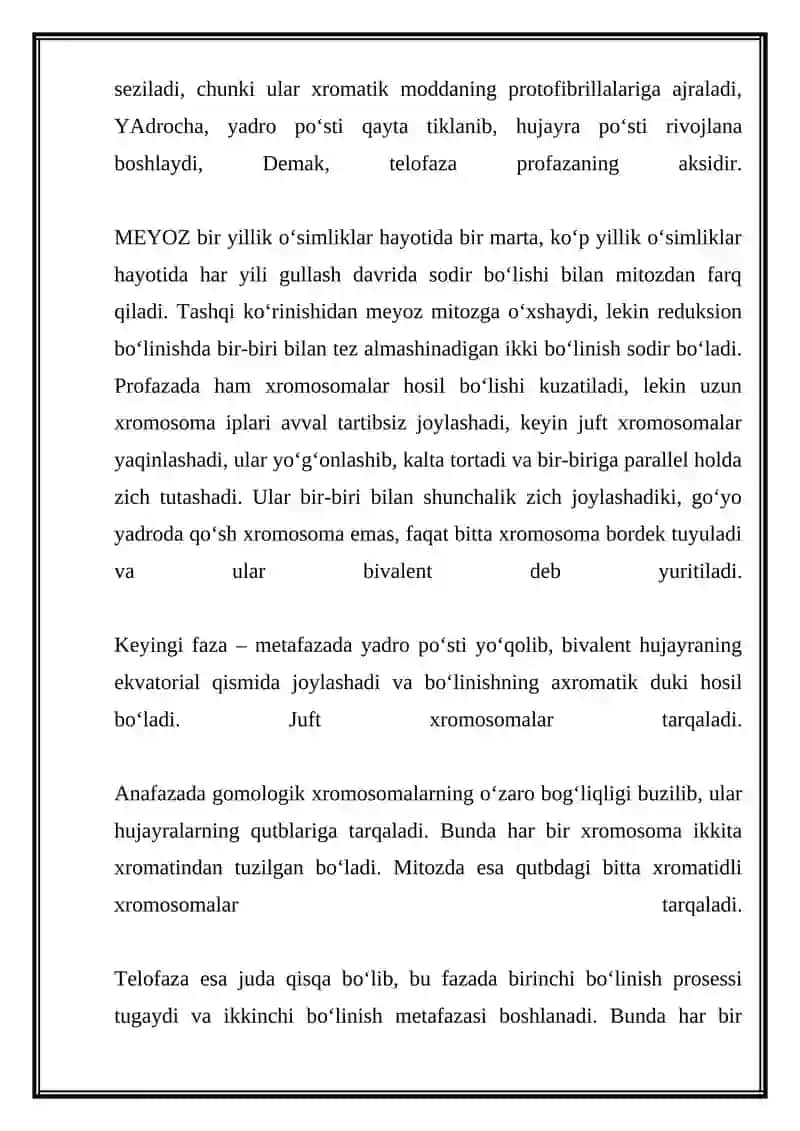 HAYVON VA ODAM XROMOSOMALARNING MORFOFUNSIANAL XARAKTERISTIKASI 4