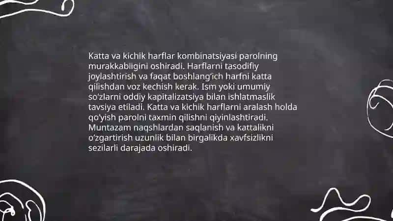 Parol yaratish qoydalari 4
