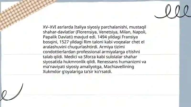 Makiavellining "Xukmdor" asari bo`yicha Taqdimot taqdimot tayyorlash 4