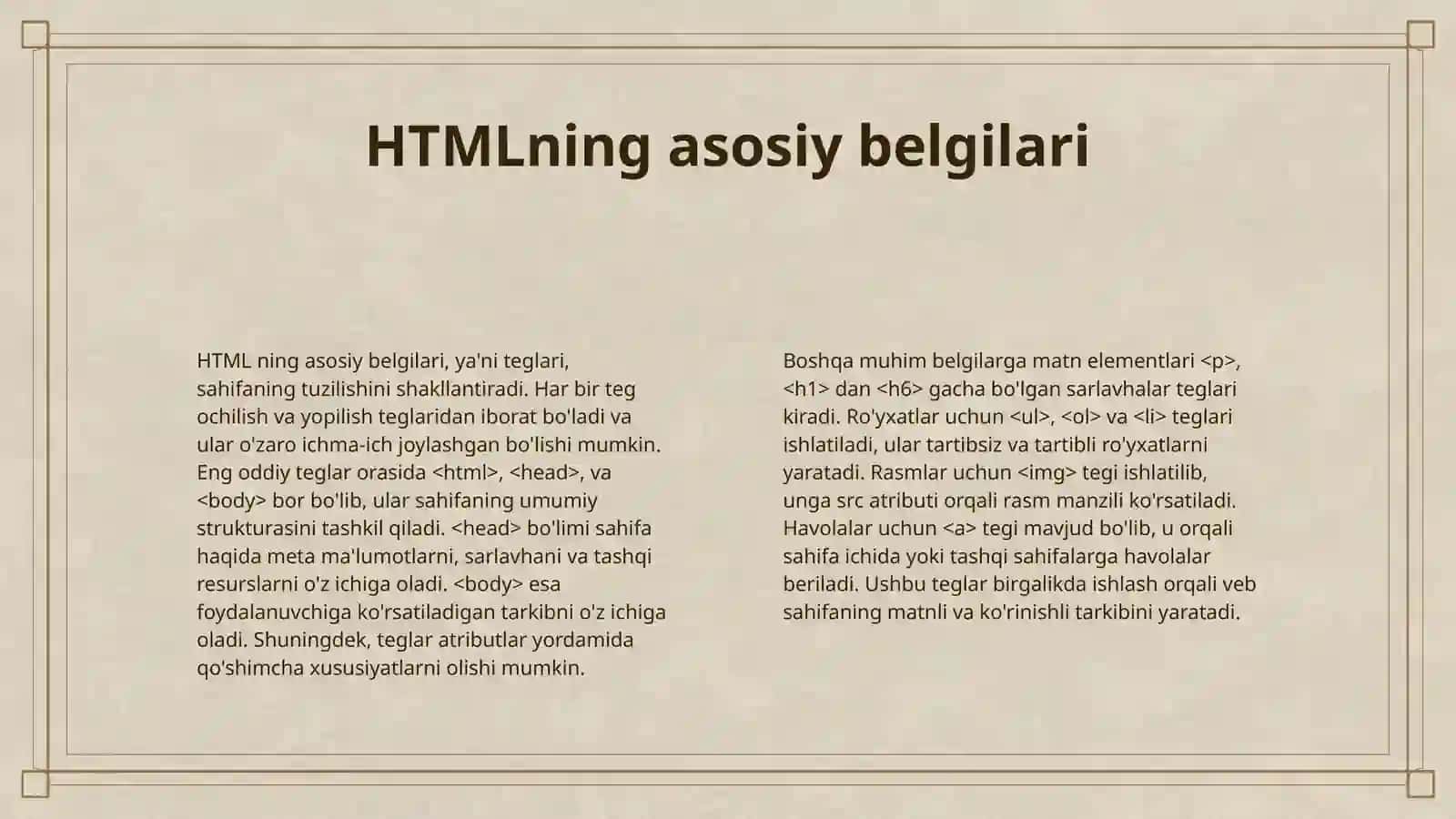 HTML TILIDA SAHIFA YARATISH 4