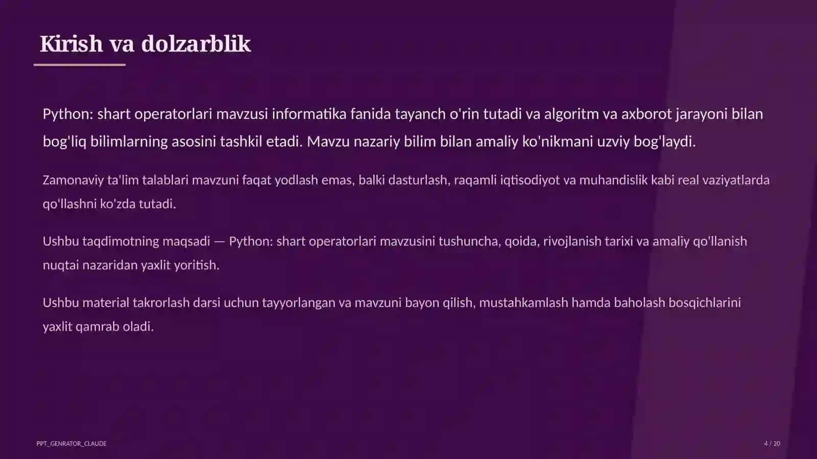 Python: shart operatorlari (8-sinf) 4