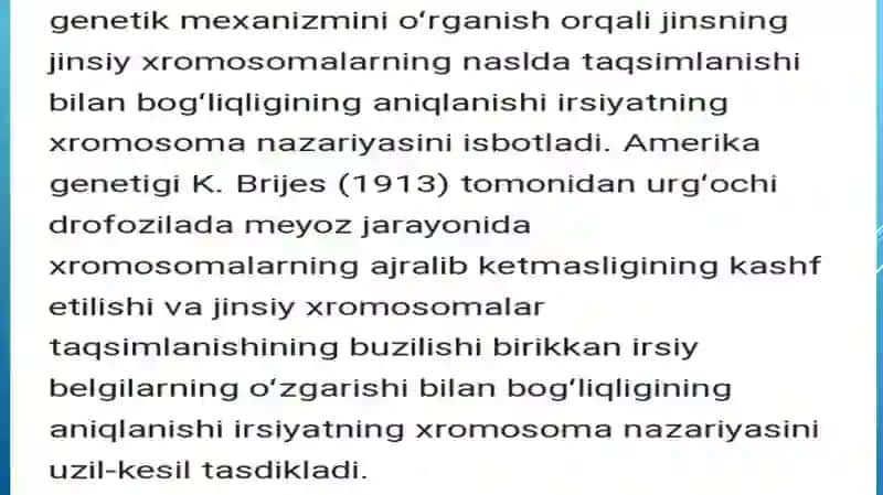 Irsiyatning xromosoma nazariyasi 4