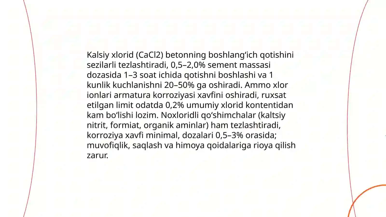 Beton qotishini tezlashtirishda kimyoviy usullarni qo’llash 4
