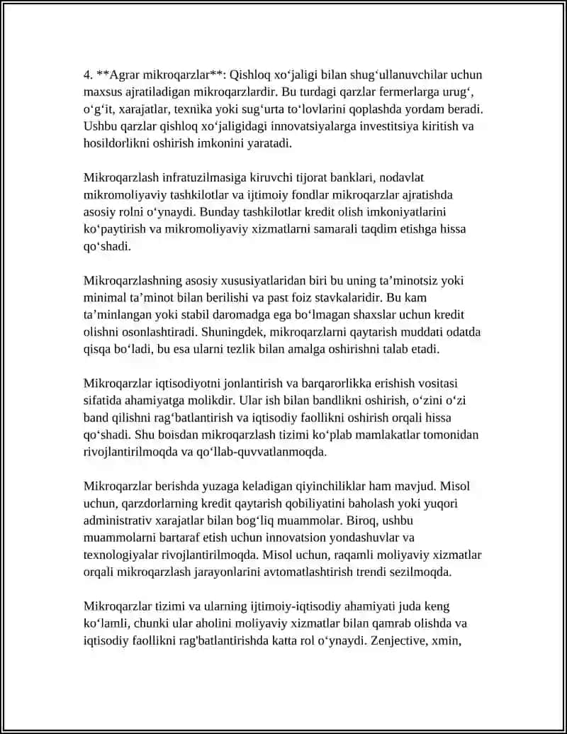 Mikroqarzlar va Ularning Ijtimoiy-Iqtisodiy Ahamiyati 4