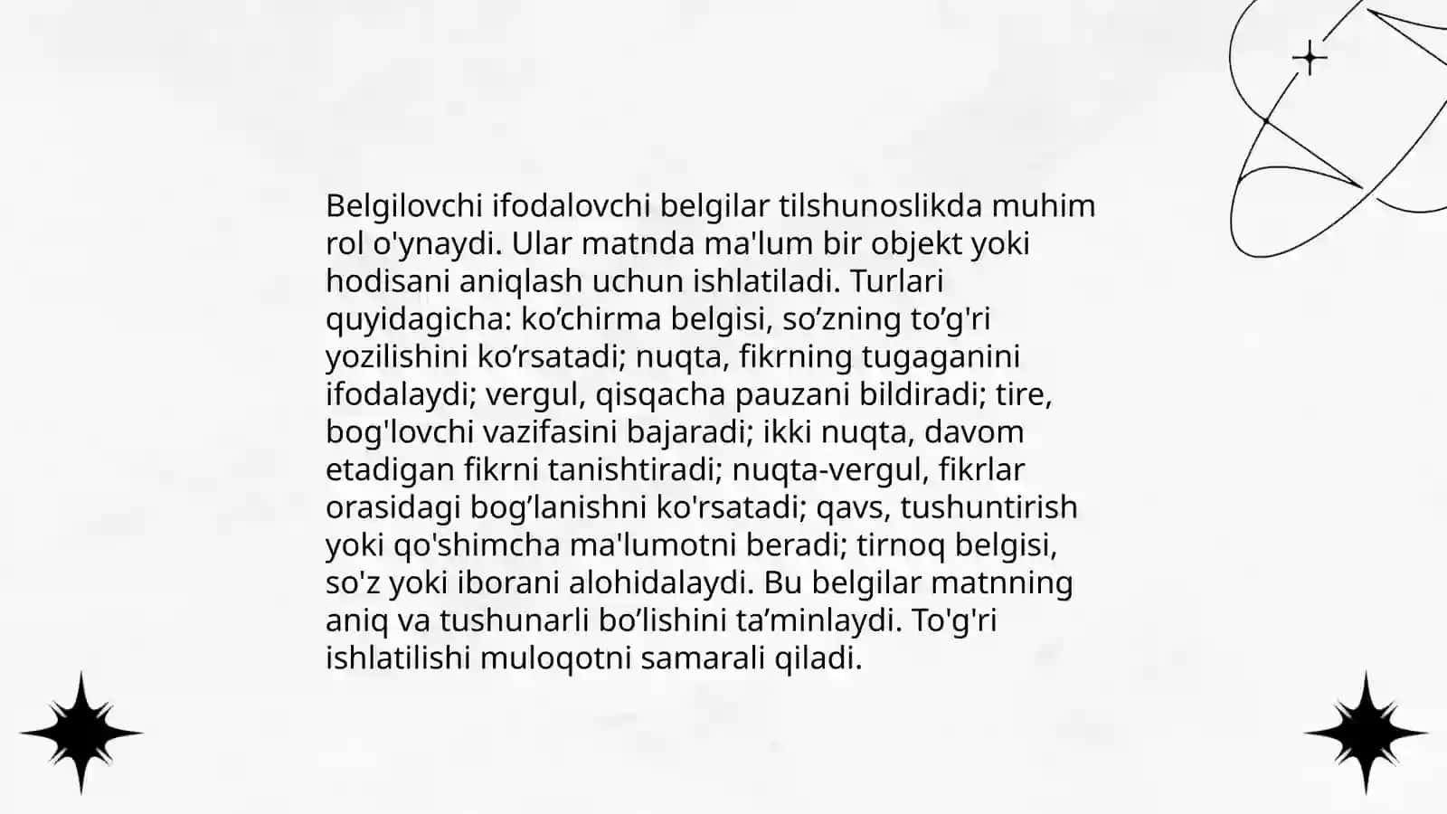 Harakat, belgi ifodalovchi boʻlak uslubiyati 4
