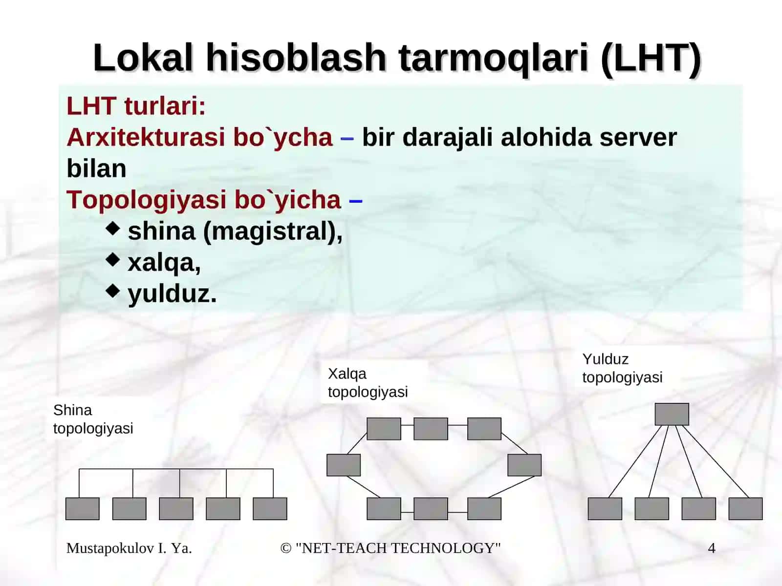 Tarmoq topologiyasi qanday bo’lishi kerak? 4