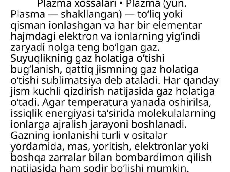 Plazma xossalarni va tafsiflarni o‘rganish 4