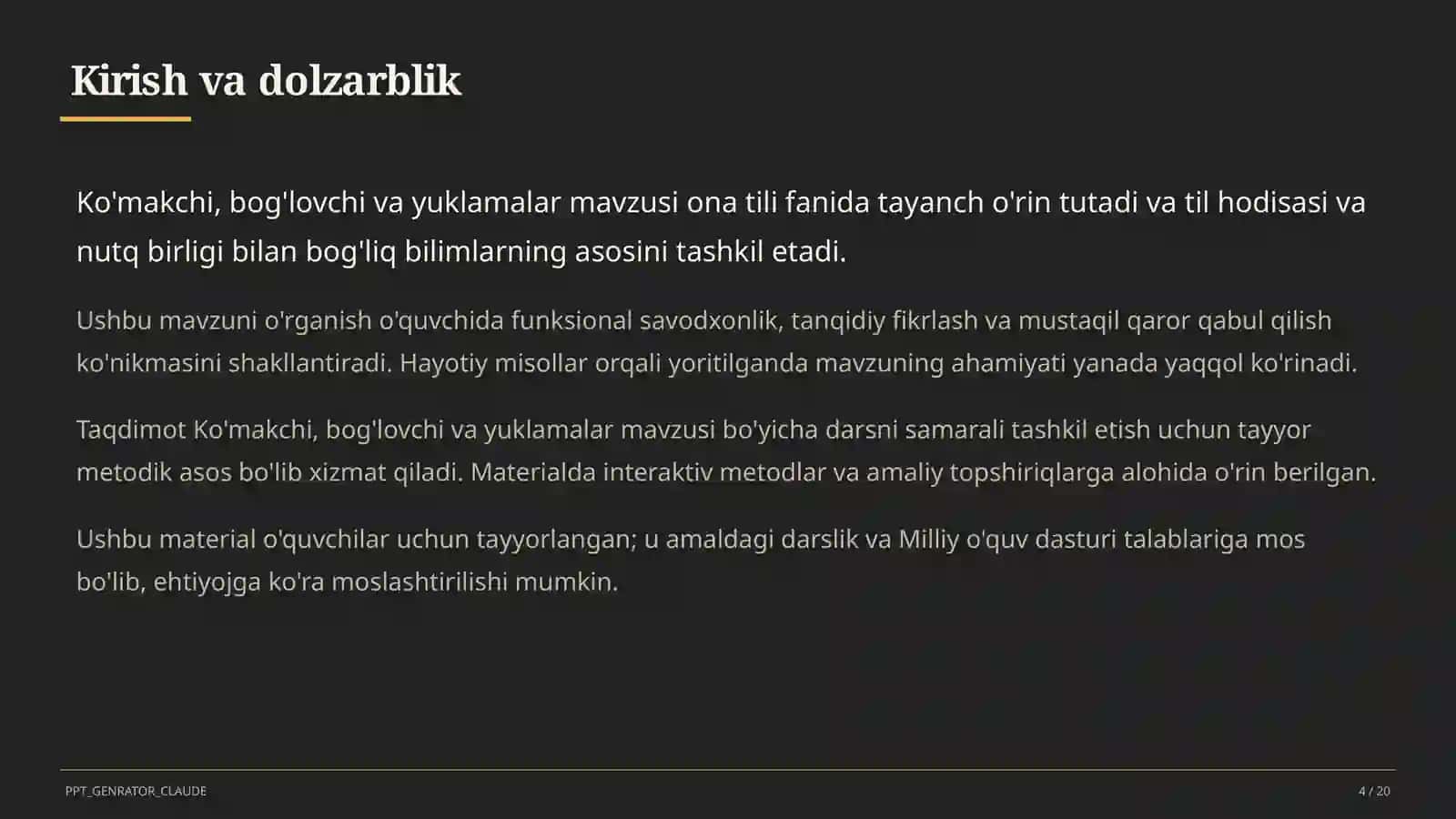Ona tili (5–11) — o'quvchilar uchun 4