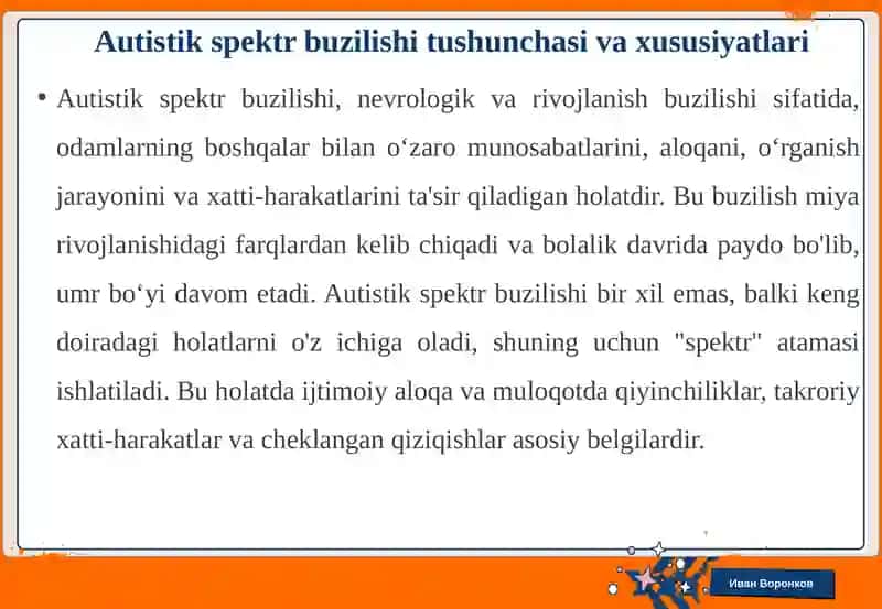 Autistikspektr buzilishlariga egabolalar uchun inklyuziv ta’lim strategiyalari va ularni amalga oshirish shart-sharoitlari 4