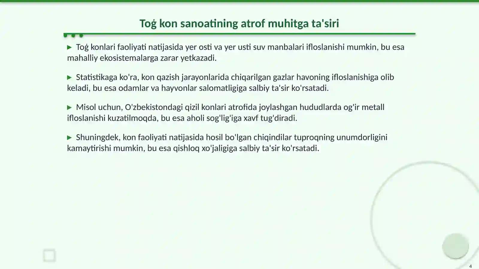 Toģ kon, kimyo, metallurgiya sanoati va atrof muhit muhofazasi 4