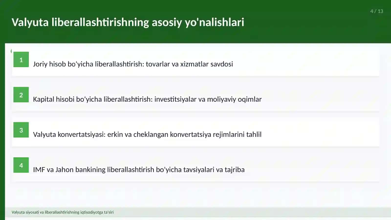 Valyuta siyosati va liberallashtirishning iqtisodiyotga ta'siri 4