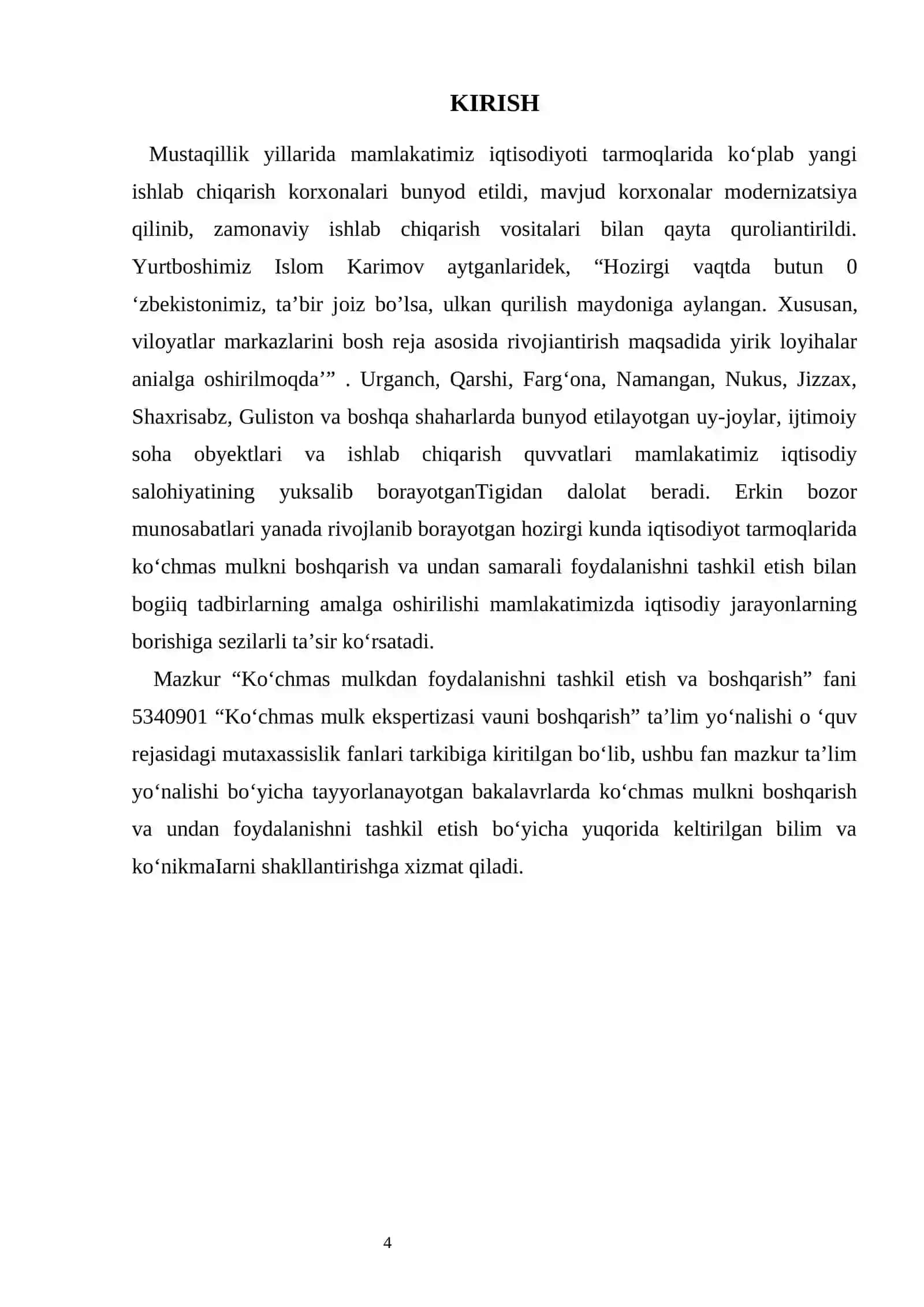 Kurs ishi: Ko’chmas Mulk Boshqaruvini Yaratish 4