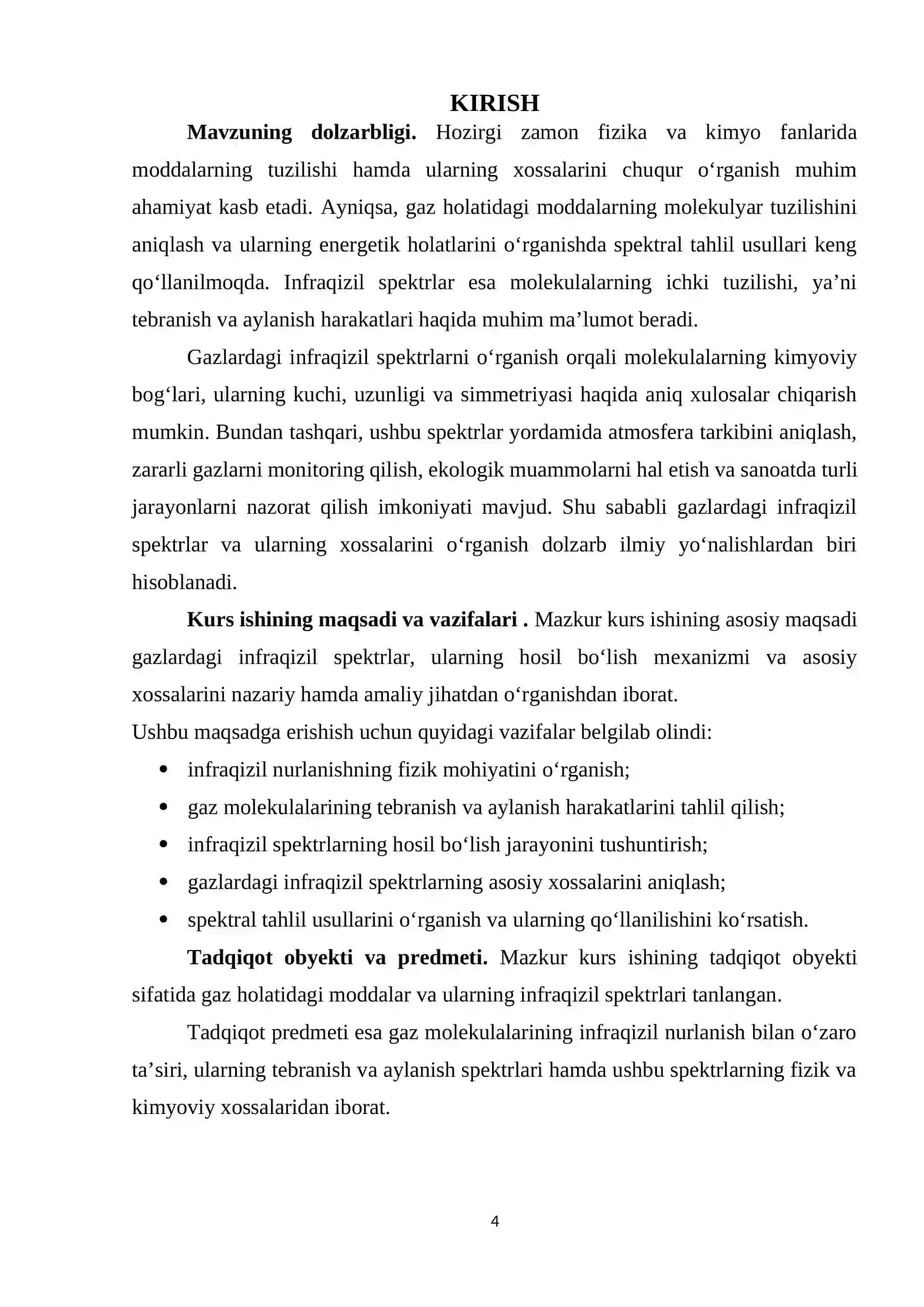 Gazlardagi infraqizil spektrlar va ularning xossalari _Kurs ishi 4