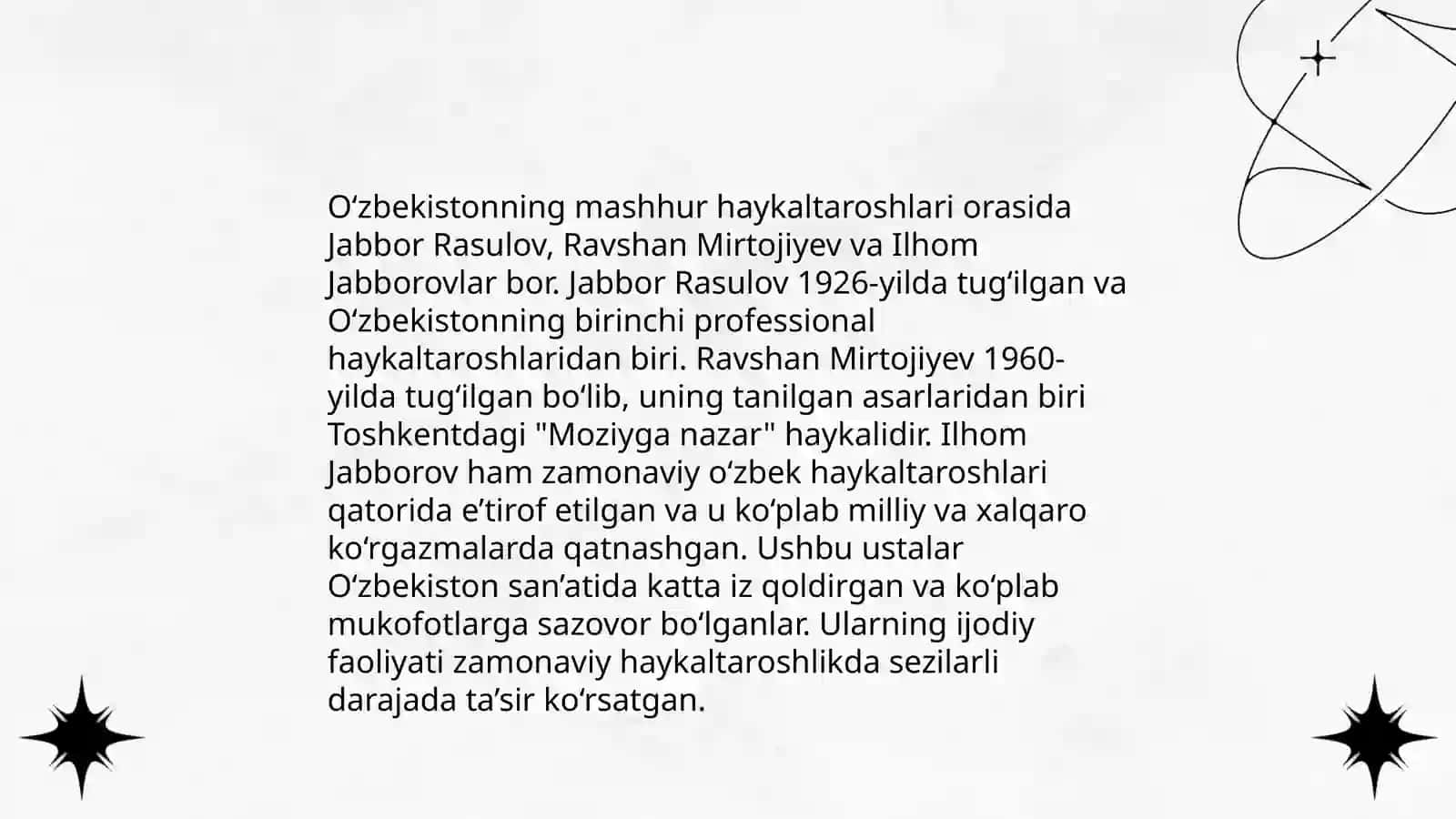Haykaltaroshlar ustaxonalari va ko’rgazmalari haqida ma’lumot 4