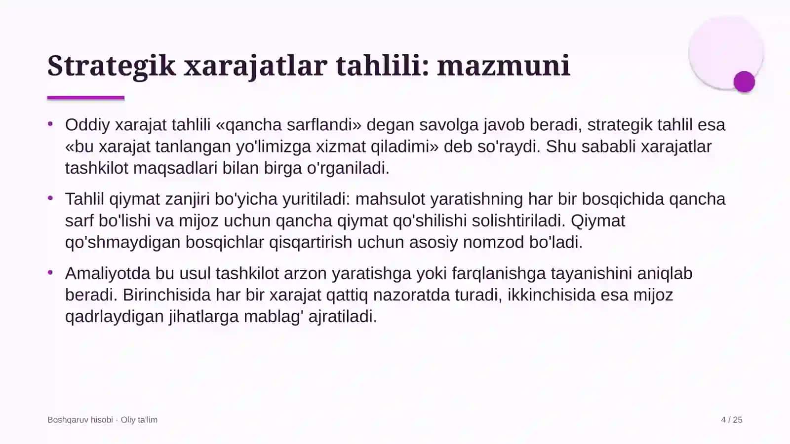 soatsozlik ustaxonalarida strategik xarajatlar tahlilini o'tkazish 9826 4