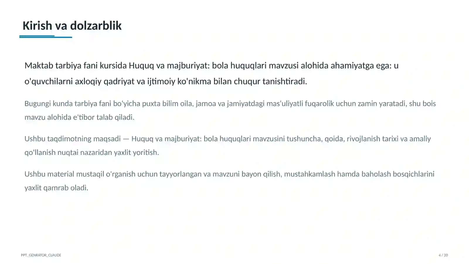 Huquq va majburiyat: bola huquqlari (8-sinf) 4