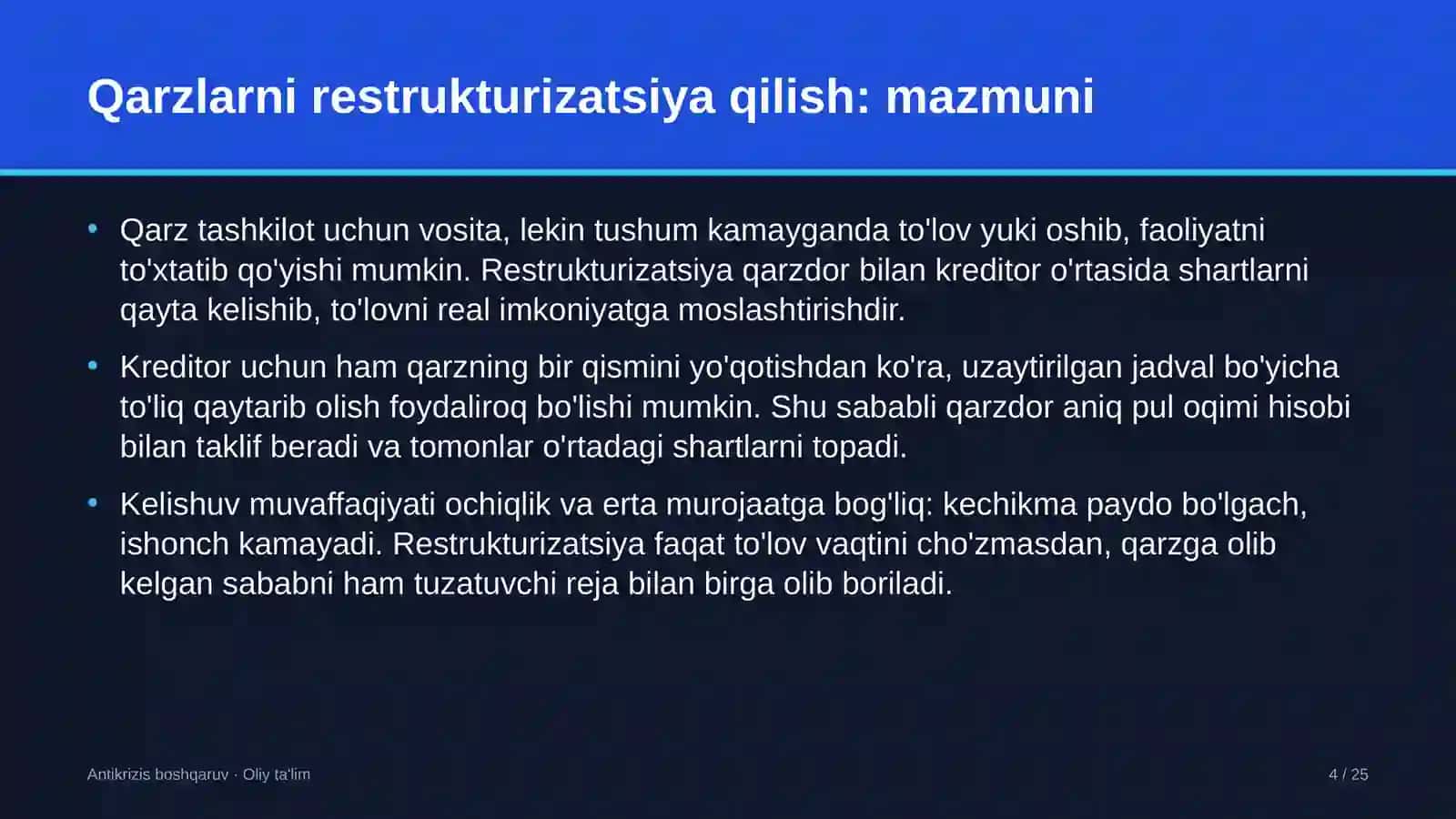Konsalting kompaniyalarida qarzlarni restrukturizatsiya qilish 4
