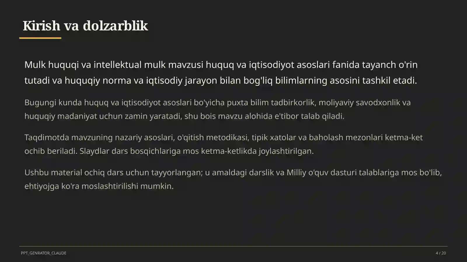 Mulk huquqi va intellektual mulk (11-sinf) 4