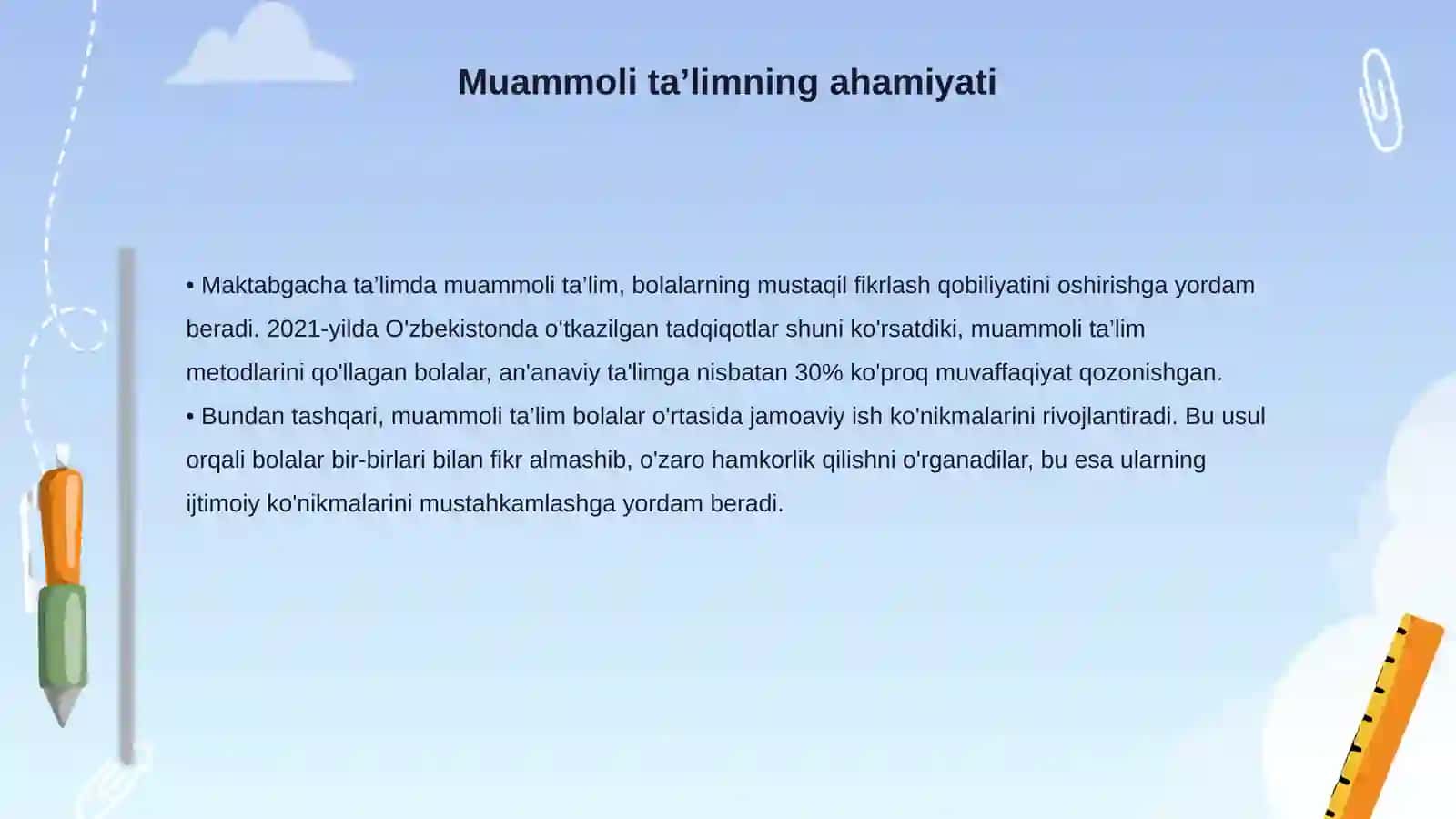 Maktabgacha ta’limda muammoli ta’limni tashkil etish bosqichlari 4