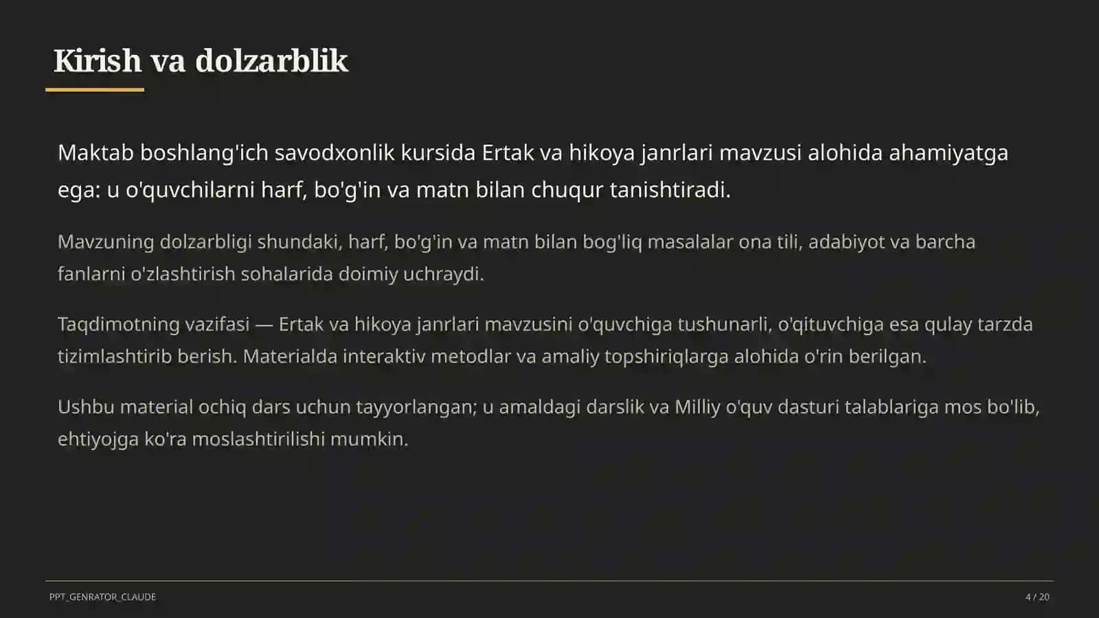 Ertak va hikoya janrlari (4-sinf) 4