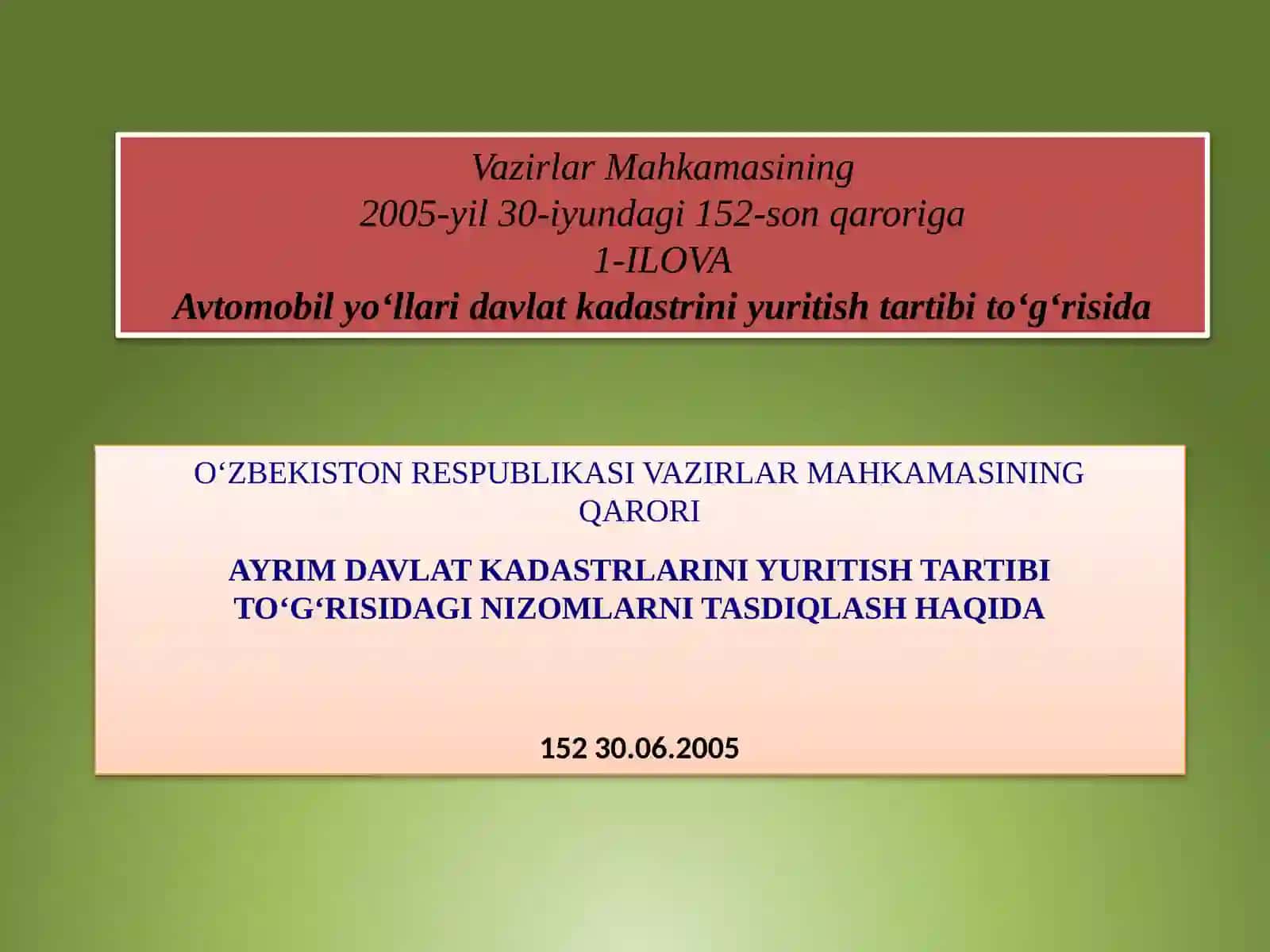 DAVLAT KADASTRLARINING CHIZIQLI TURLARINI YURITISHNING O’ZIGA XOS XUSUSIYATLARI 4