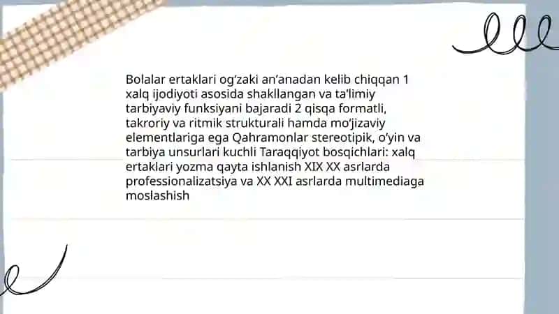 Bolalar folklori. Janrlar taraqqiyoti va xususiyatlari 4