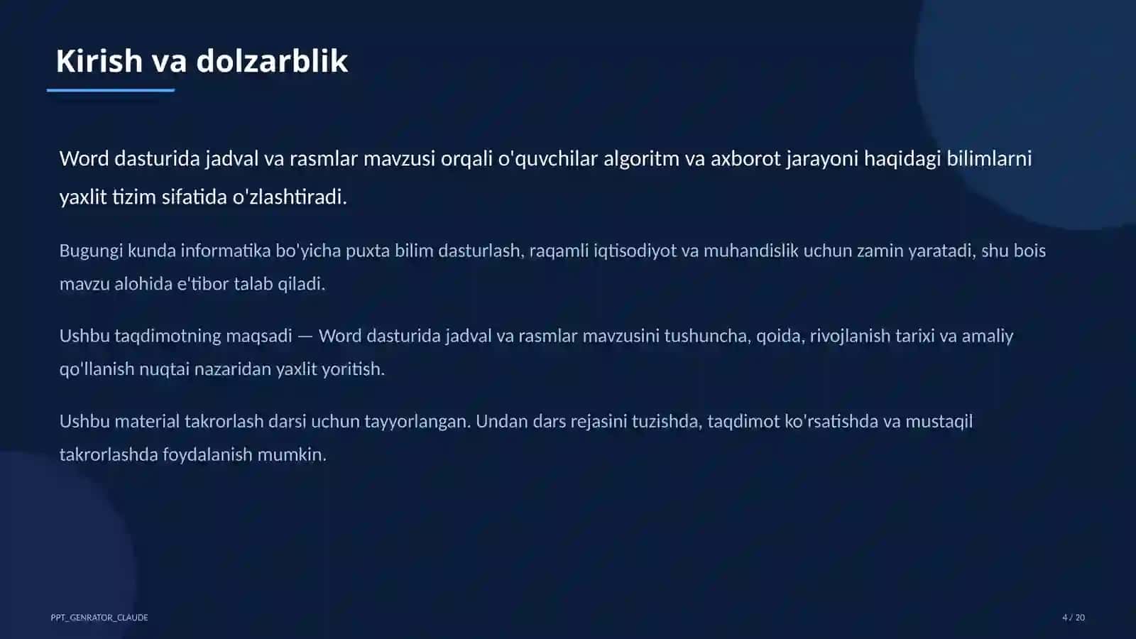 Informatika va axborot texnologiyalari (5–11) — takrorlash darsi uchun 4