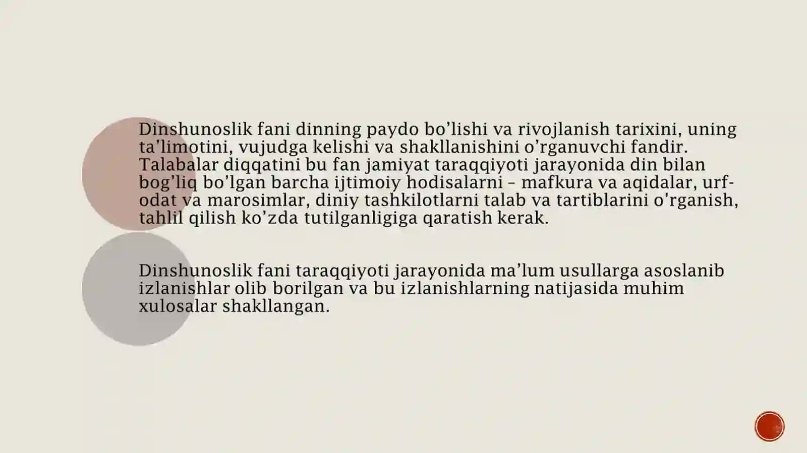 Dinshunoslik fanining predmeti 4