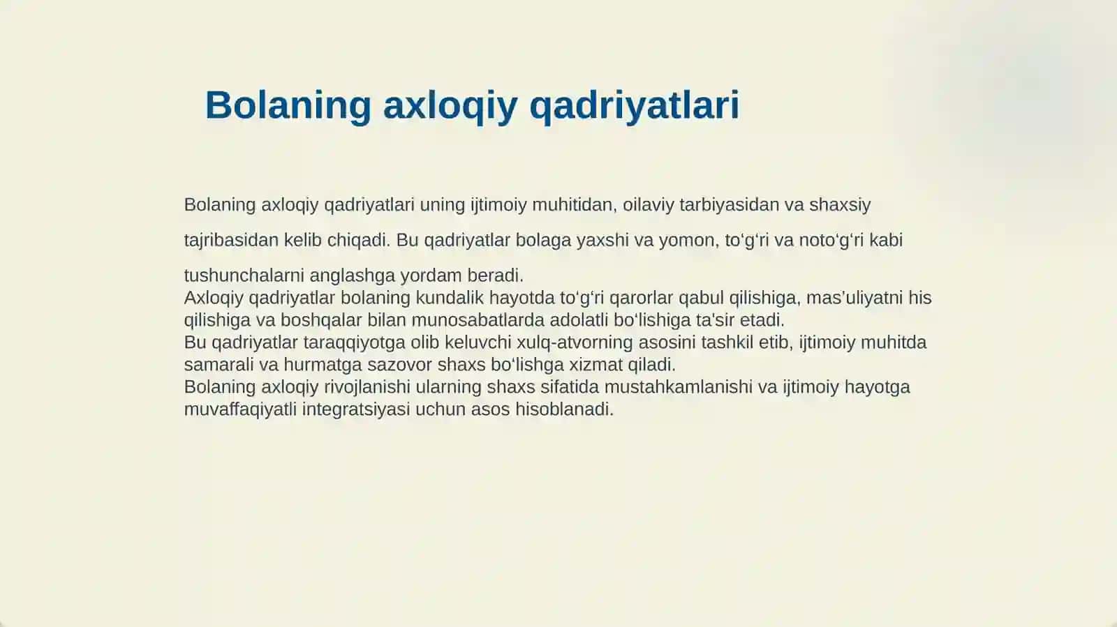 OILA VA MTT HAMKORLIGIDA BOLA SHAXSINING AXLOQIY VA AQLIY TARBIYALASH 4