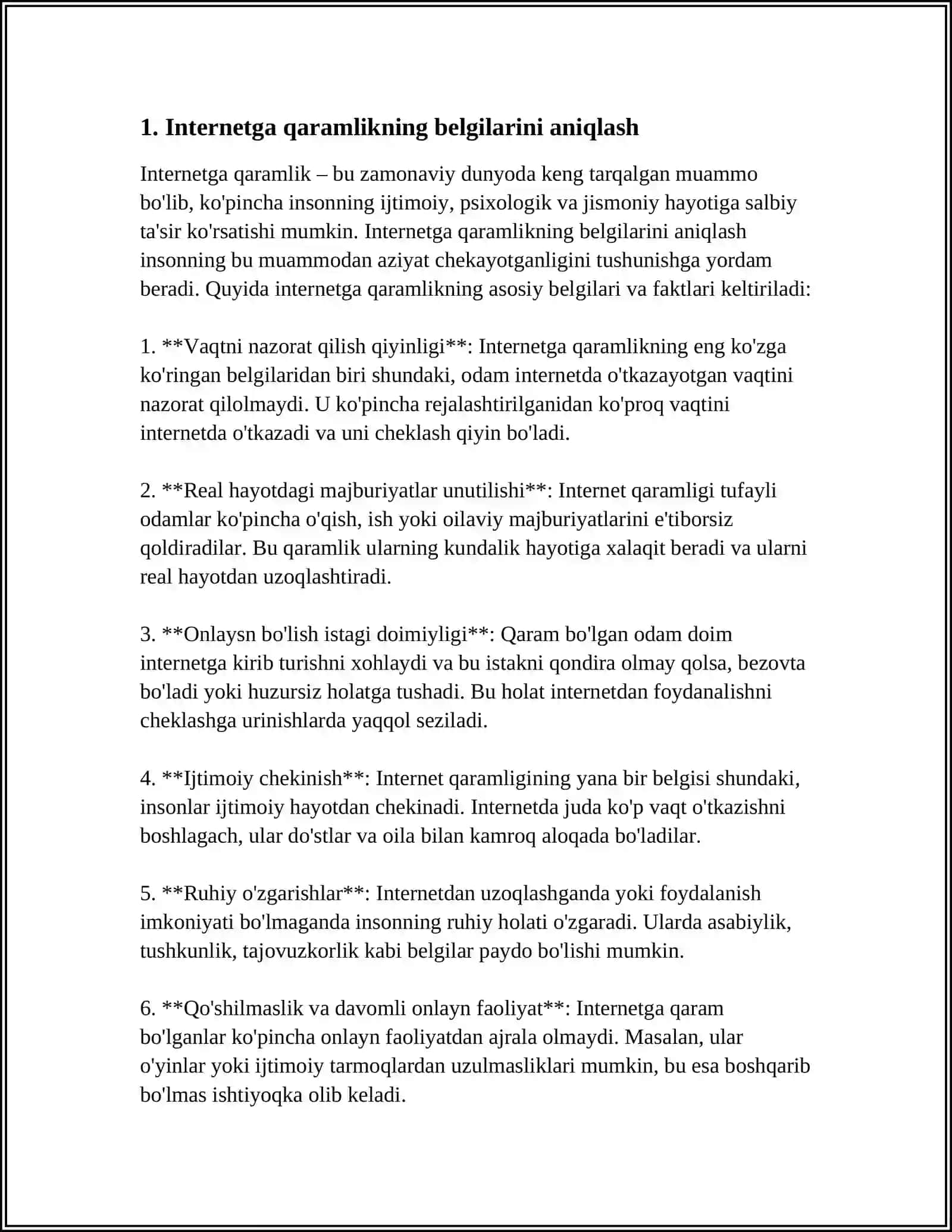 INTERNET ADDIKTASIONING PSIXOLOGIK XUSUSIYATLARI HAQIDA MAʼLUMOT 4
