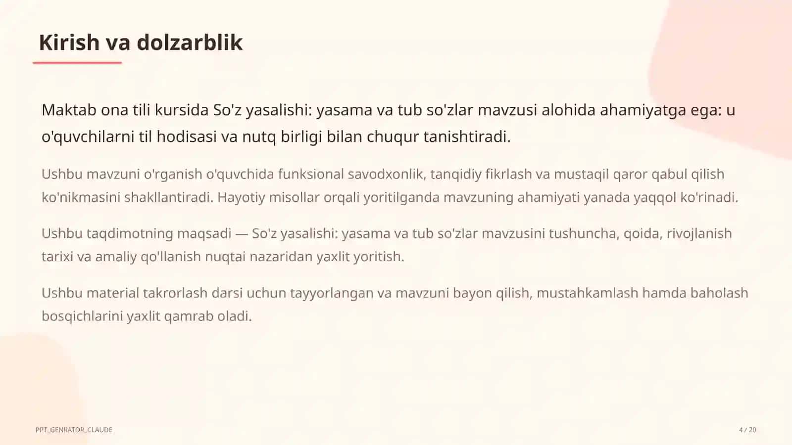 Ona tili (5–11) — takrorlash darsi uchun 4