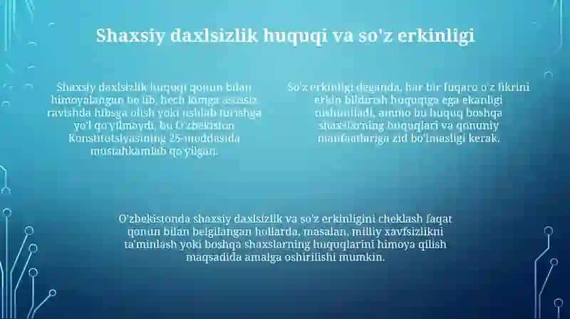 Shaxsiy huquq va erkinliglarning kafolotlanganligi 4