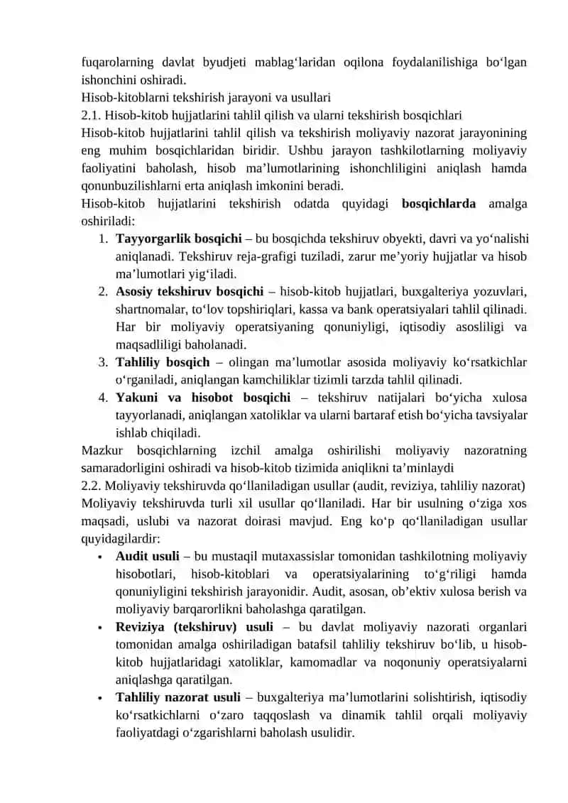 Davlat moliyaviy nazoratida hisob-kitoblarni tekshirish. 4