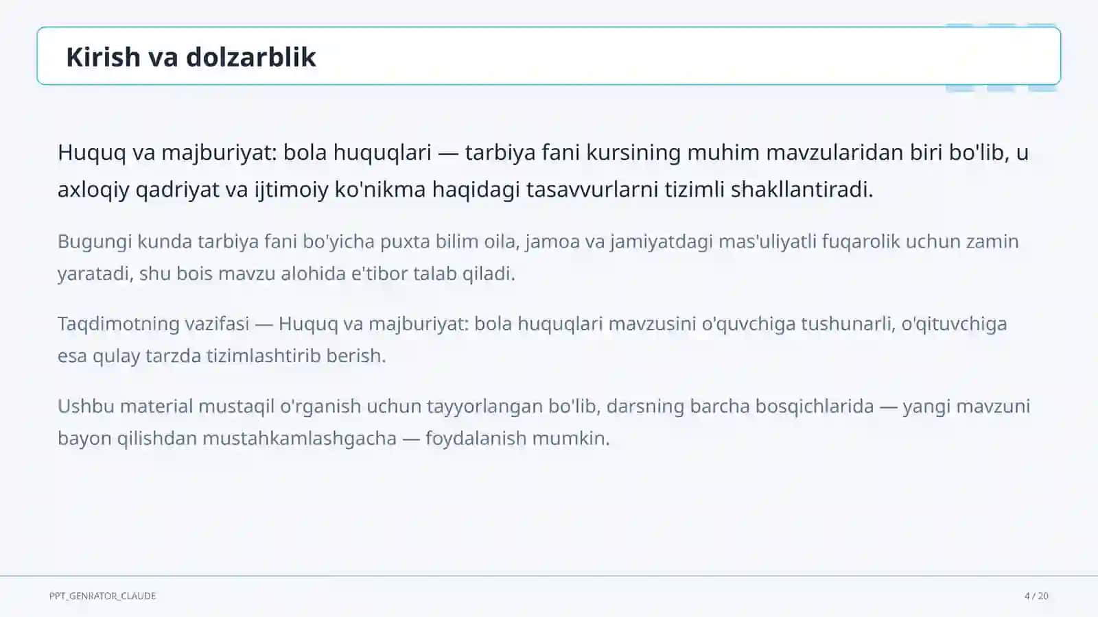 Huquq va majburiyat: bola huquqlari (8-sinf) 4