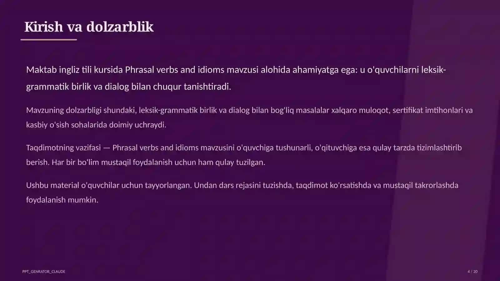 Phrasal verbs and idioms (11-sinf) 4