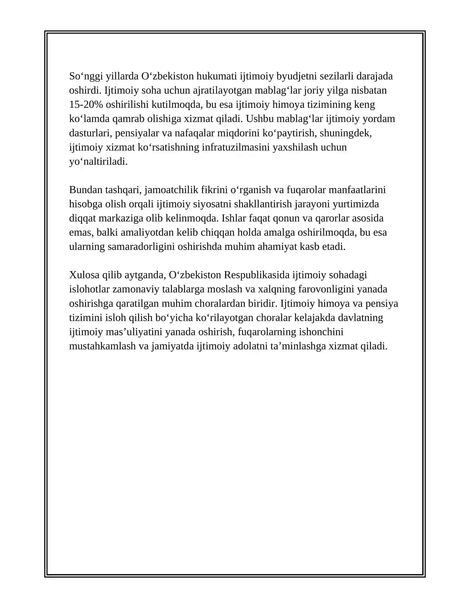 OʻZBEKISTON RESPUBLIKASIDA IJTIMOIY SOHADAGI ISLOHOTLAR 4