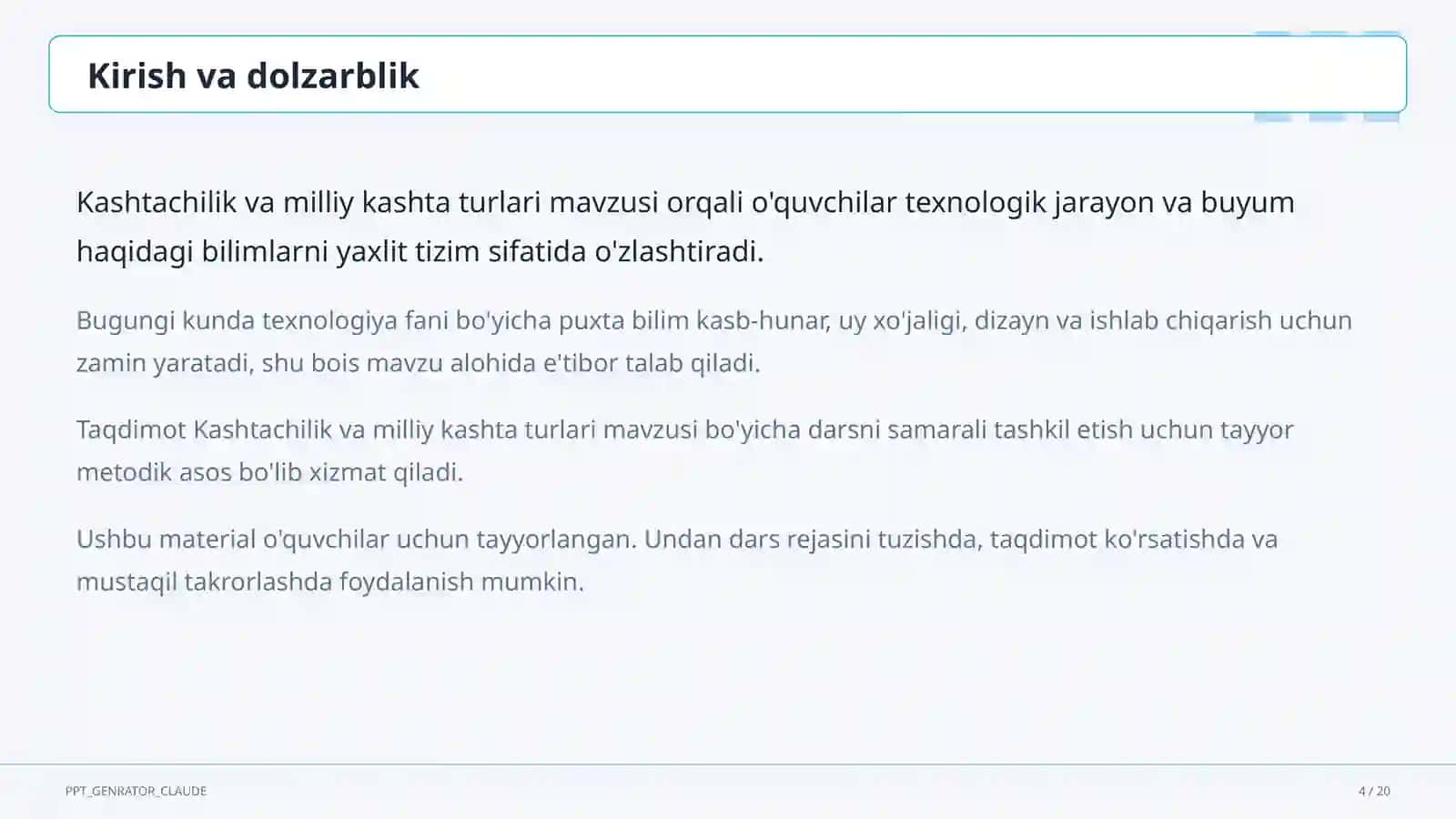 Kashtachilik va milliy kashta turlari (5-sinf) 4