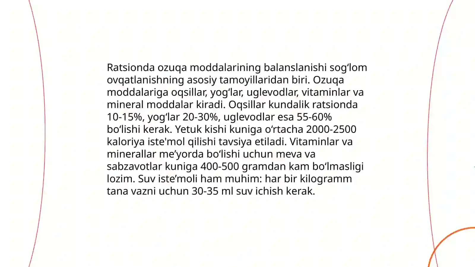 To'g'ri ovqatlanish ratsionalini yaratish 4