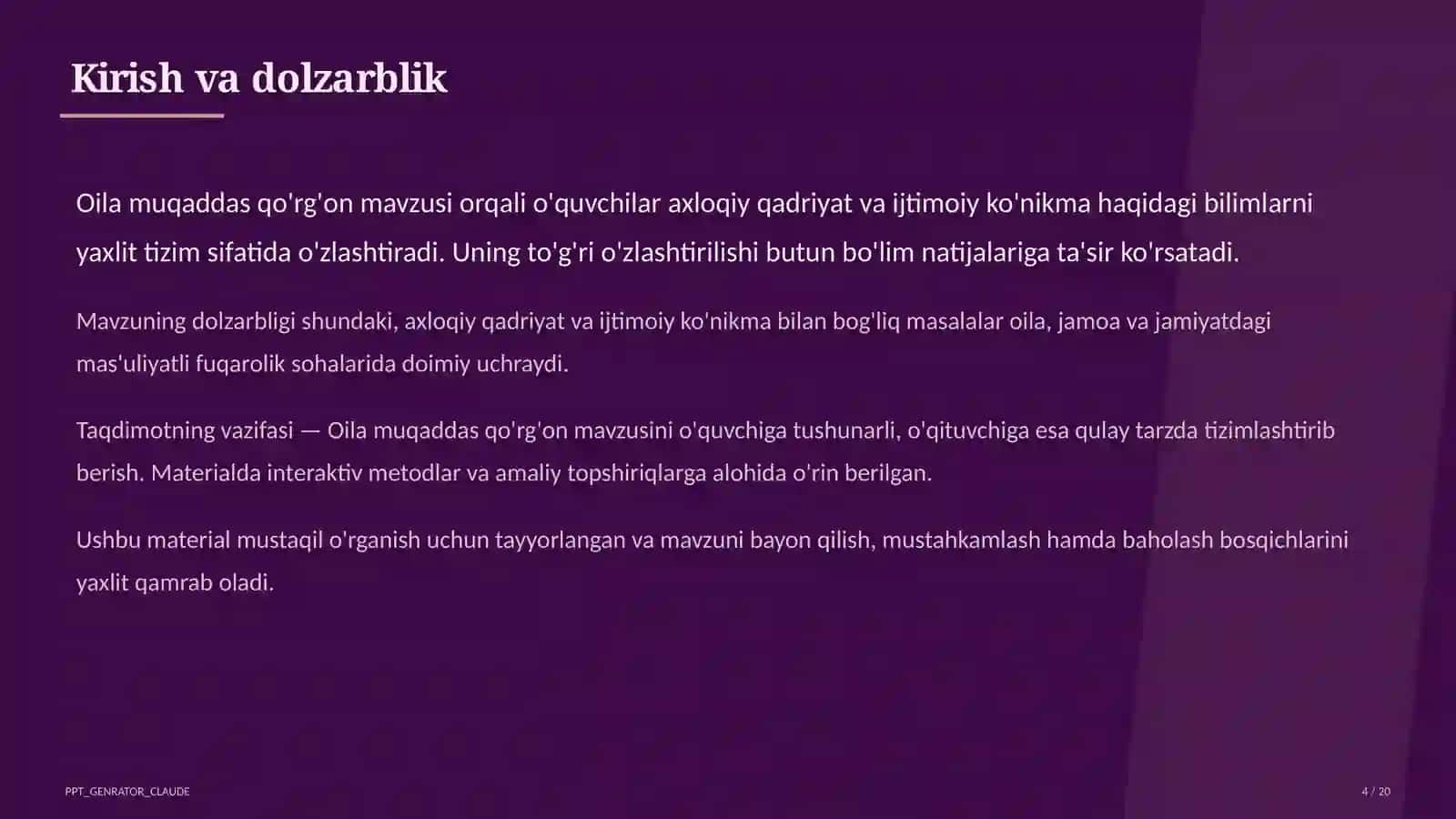 Oila muqaddas qo'rg'on (5-sinf) 4