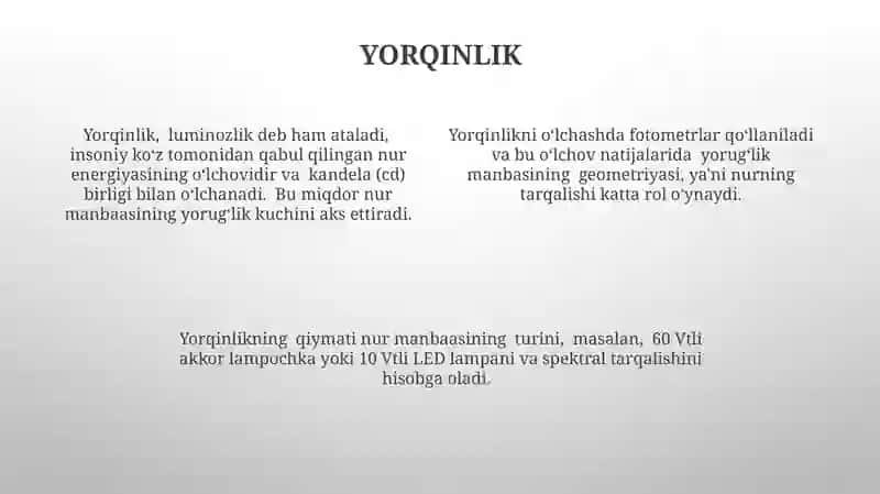 Fotometriya. Fotometrik kattaliklar 4